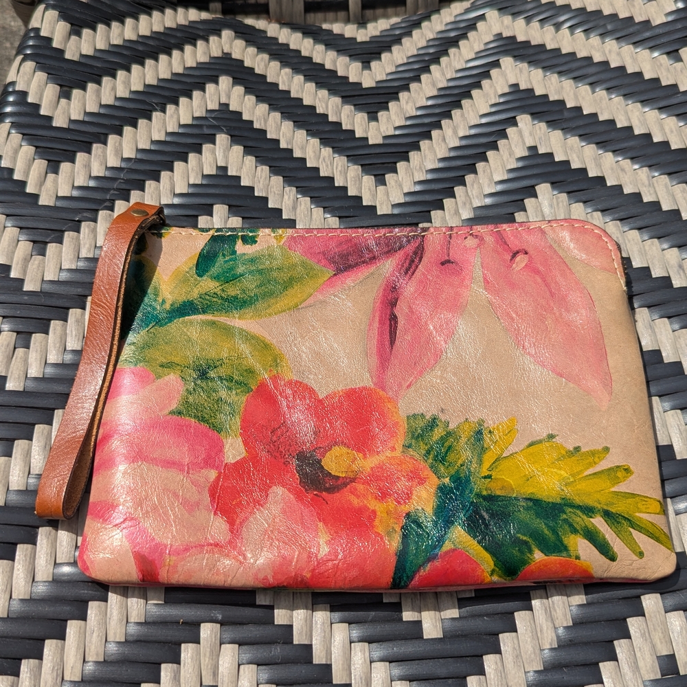 Floral Leather Clutch